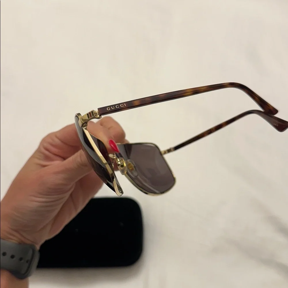 Gucci Gold Frame Sunglasses with Dark Lenses